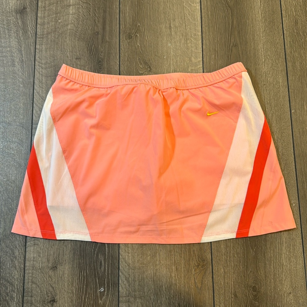 Vintage Y2K Nike Pink Coral Athletic Tennis Skirt with Red and White Panels